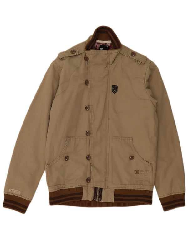 DC Mens Military Bomber Jacket UK 36 Small Beige Cotton