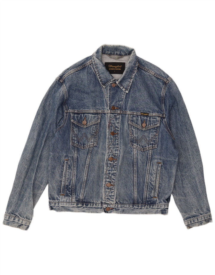 Мужская джинсовая куртка Wrangler UK 40, большая синяя хлопковая ткань