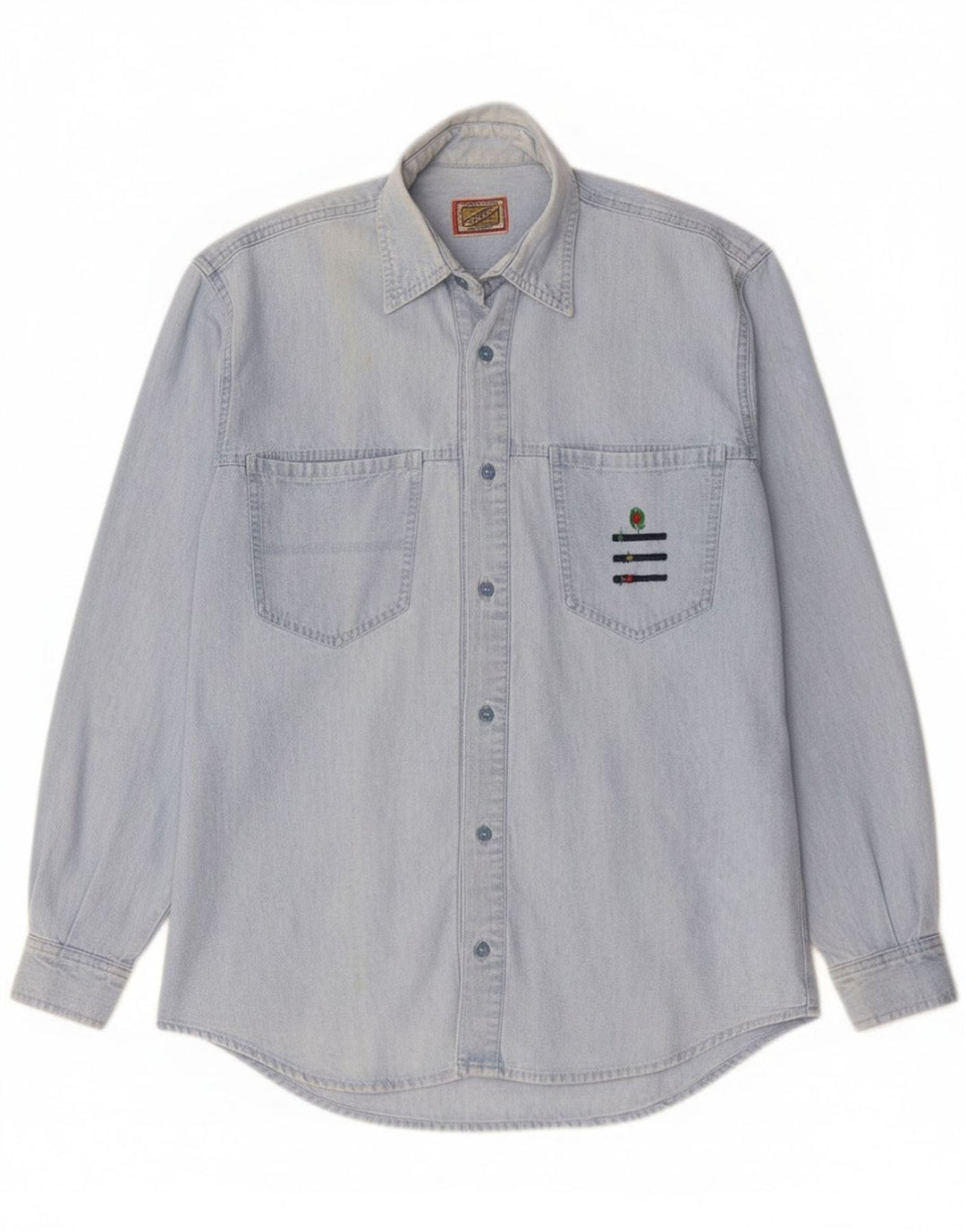 Мужская джинсовая рубашка Quarry из хлопка среднего синего цвета