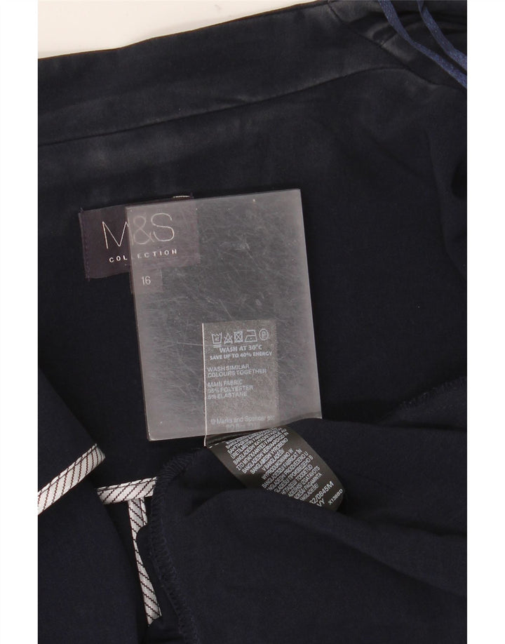 Женский открытый пиджак Marks & Spencer UK 16, большой темно-синий полиэстер