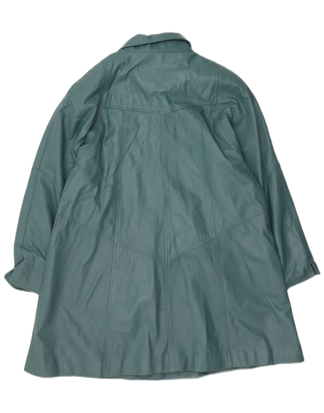 Женское кожаное пальто оверсайз Via Appia UK 14, кожа среднего синего цвета