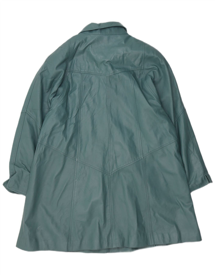 Женское кожаное пальто оверсайз Via Appia UK 14, кожа среднего синего цвета