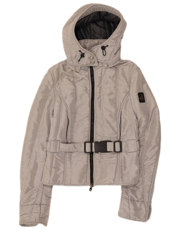 REFRIGIWEAR Женская куртка-бомбер Cruz с капюшоном UK 14, большой серебристый полиэстер