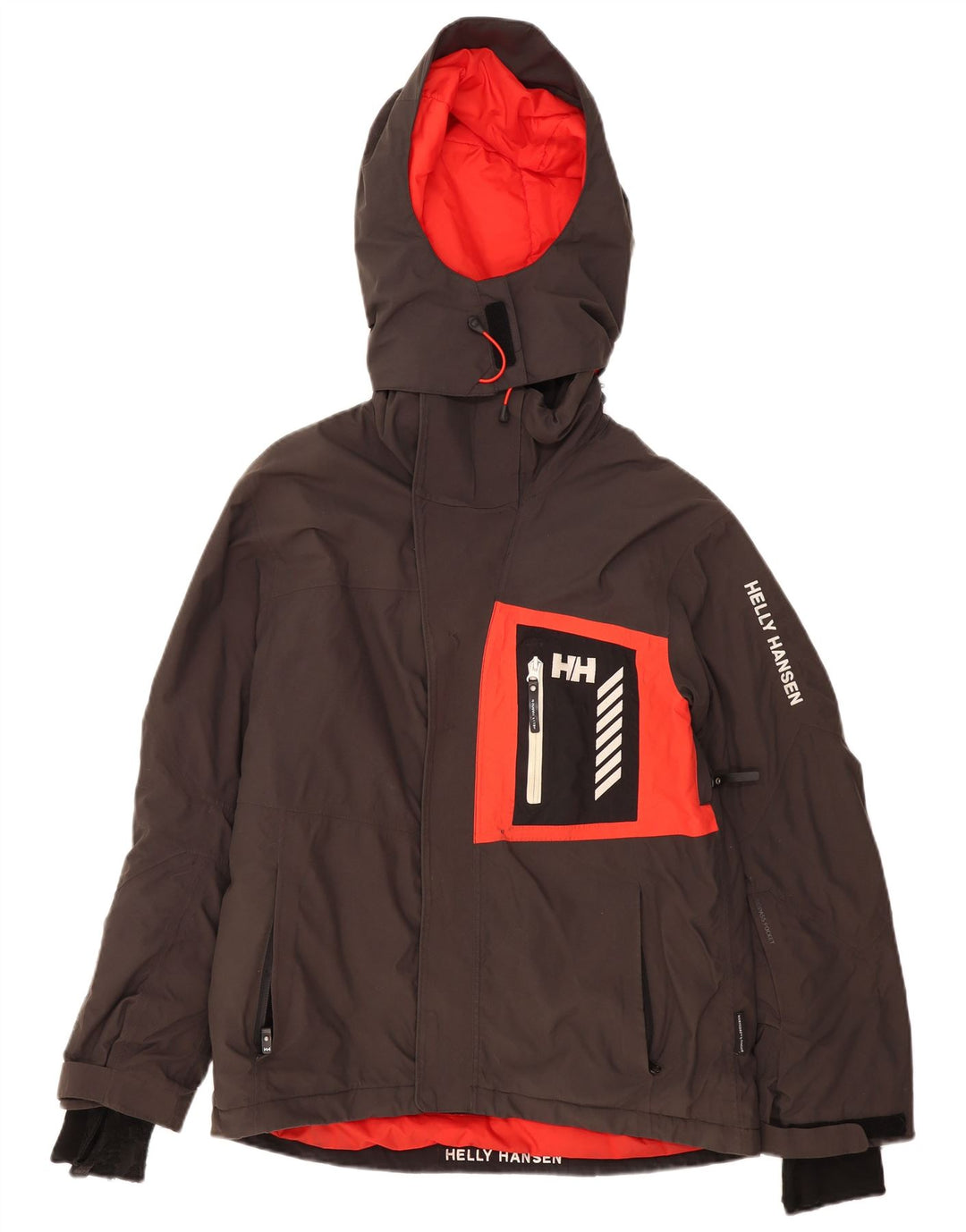 Мужская ветровка Helly Hansen с капюшоном UK 36, маленькая серая с цветными блоками