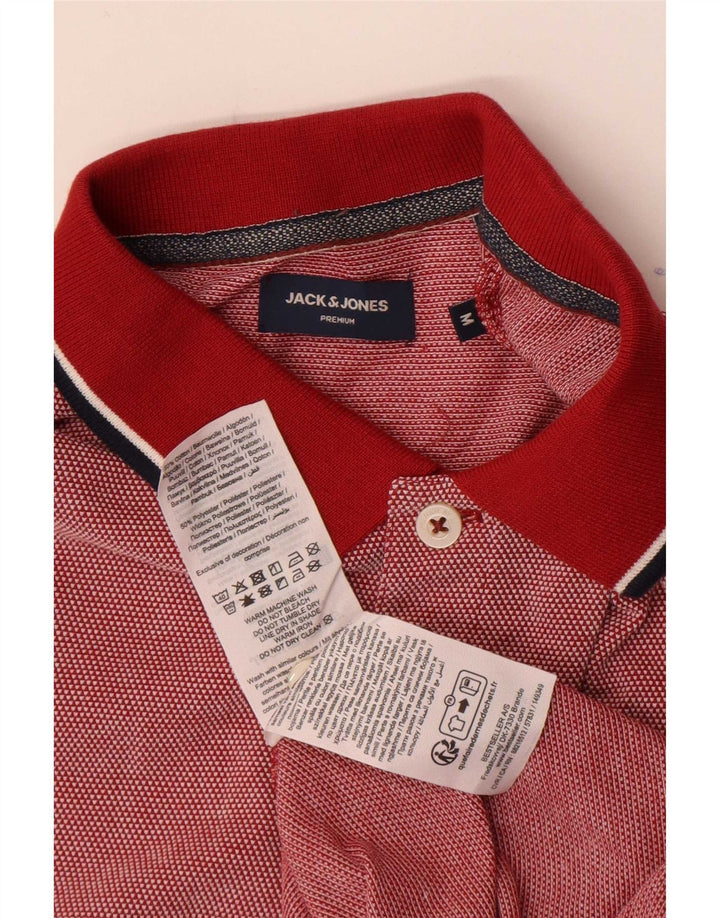 Мужская рубашка-поло Jack & Jones из хлопка среднего красного цвета с пятнами