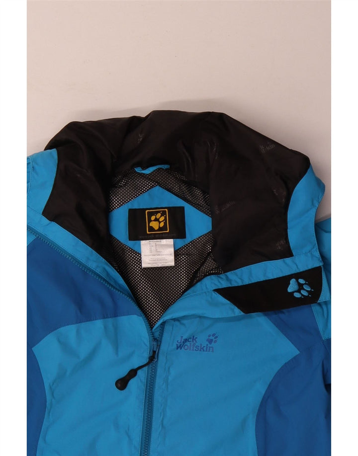 Мужская непромокаемая куртка с капюшоном Jack Wolfskin UK 34, маленькая синяя с цветными блоками