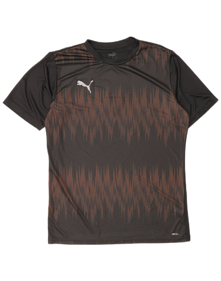 Мужская футболка Puma из полиэстера среднего размера, черная с геометрическим рисунком