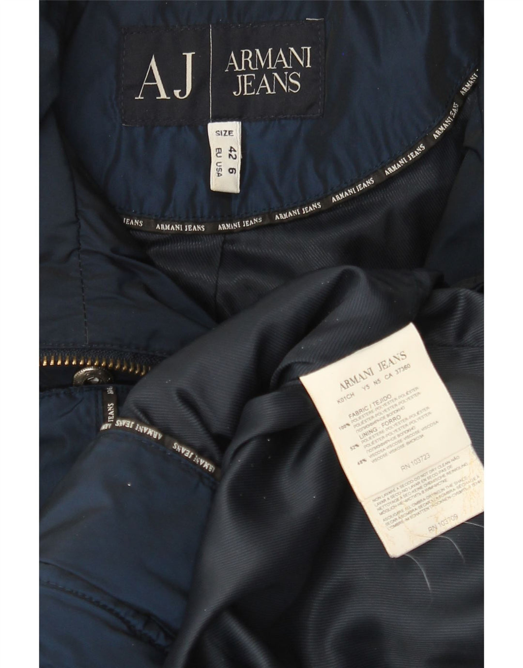 Женское стеганое пальто Armani Jeans EU 42, большой темно-синий, полиэстер