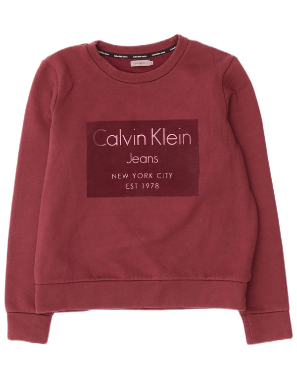 Женский свитшот с рисунком Calvin Klein Jeans UK 14, средний бордовый