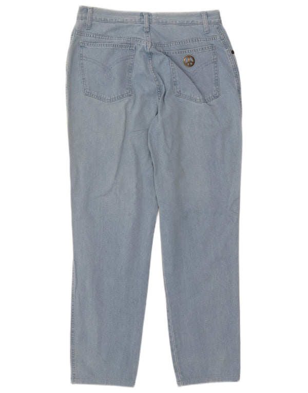 Женские зауженные джинсы с высокой талией MOSCHINO W33 L27, синий хлопок