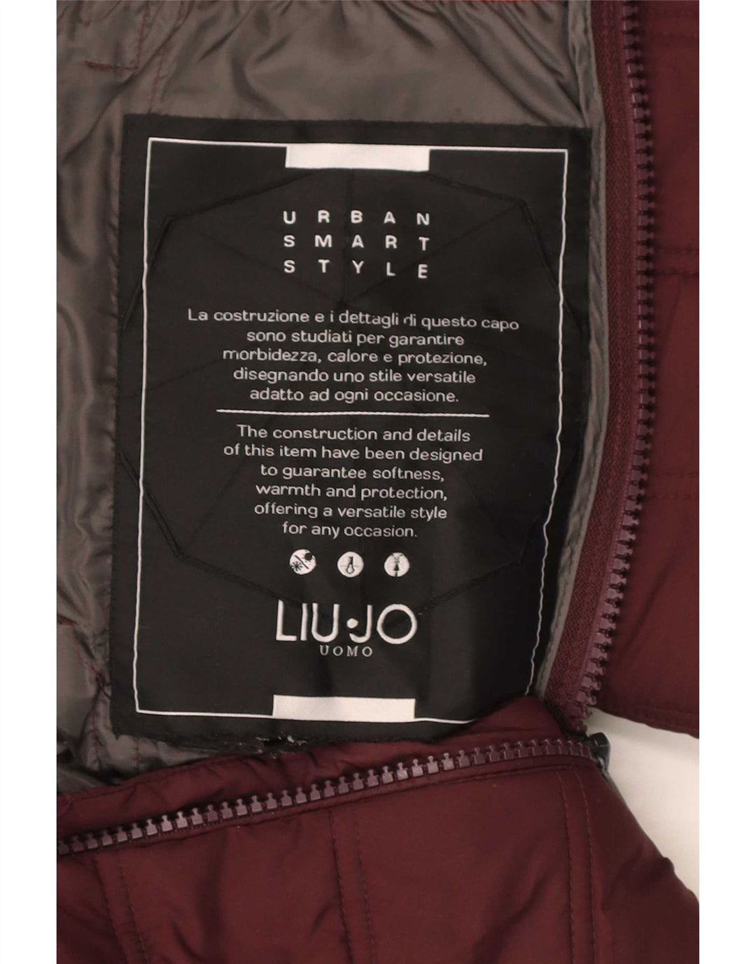 Мужская утепленная куртка Liu Jo с капюшоном UK 38, средний бордовый полиэстер