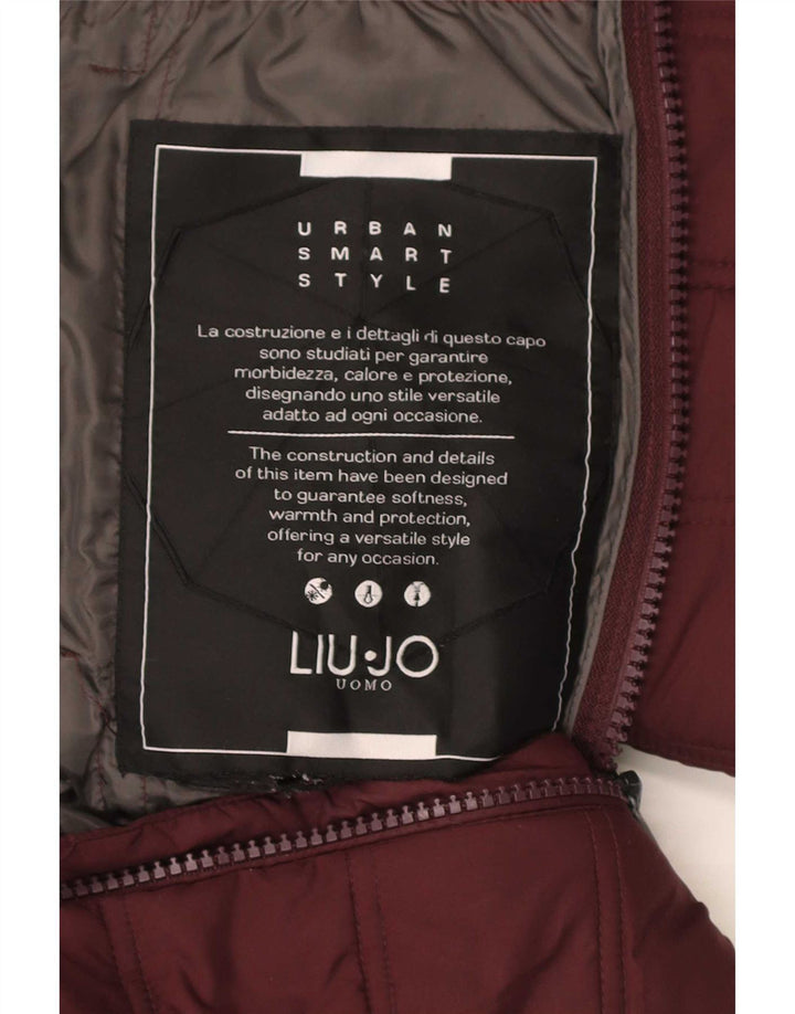 Мужская утепленная куртка Liu Jo с капюшоном UK 38, средний бордовый полиэстер