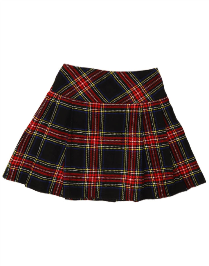 Винтажная женская мини-юбка с запахом W30, средний темно-синий клетчатый акрил