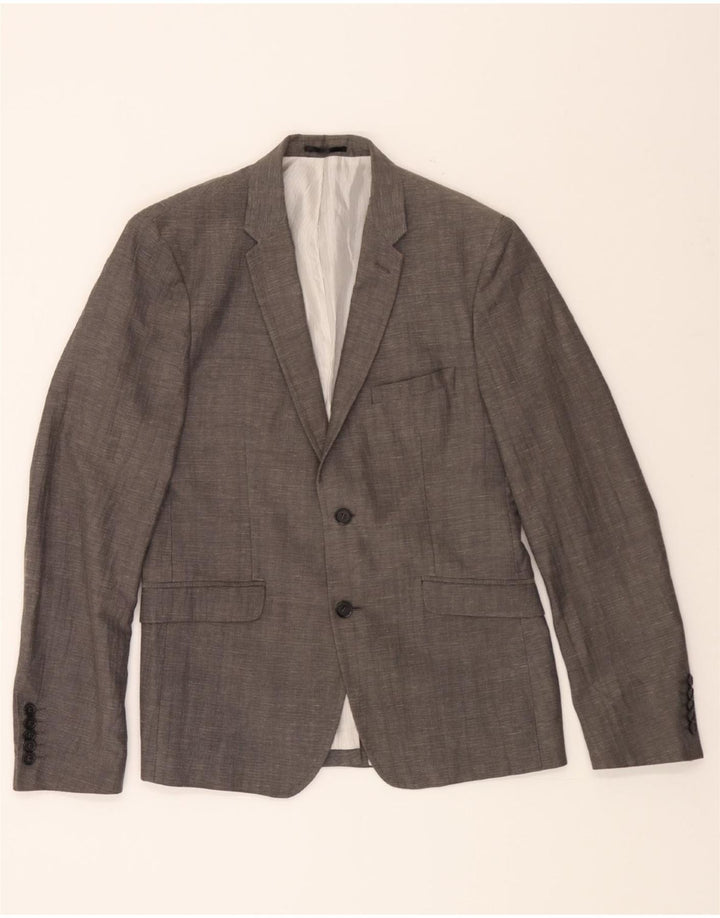 VINTAGE Mens 2 Button Blazer Jacket IT 50 Large Grey Polyester Vintage Vintage and Second-Hand Vintage from Messina Hembry 