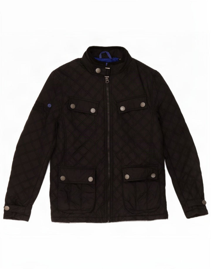 Мужская стеганая куртка Superdry Motorstyle UK 36, маленький черный полиэстер