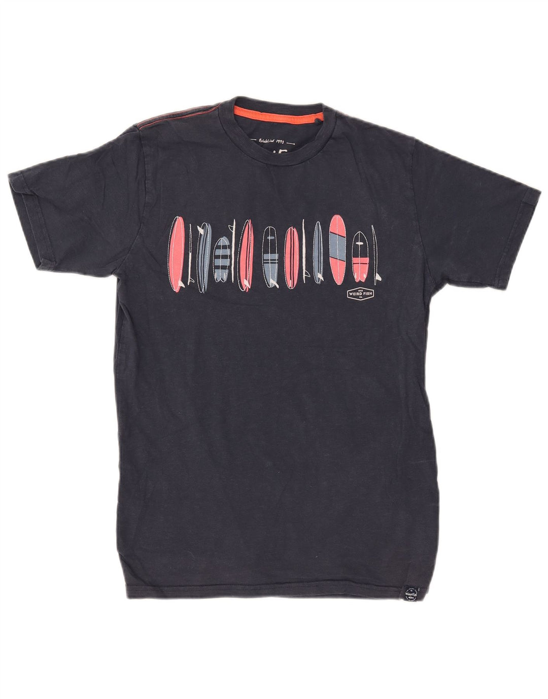 Мужская футболка с графическим рисунком WEIRD FISH, маленький темно-синий хлопок