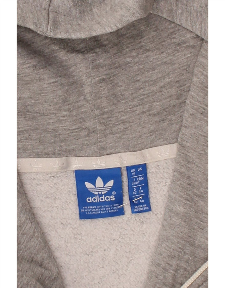 ADIDAS Womens Zip Hoodie Sweater UK 16 Large Grey Polyester Vintage Adidas and Second-Hand Adidas from Messina Hembry 