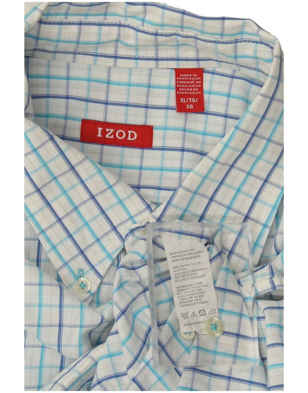 Мужская рубашка в клетку Izod XL, хлопок, белая клетка