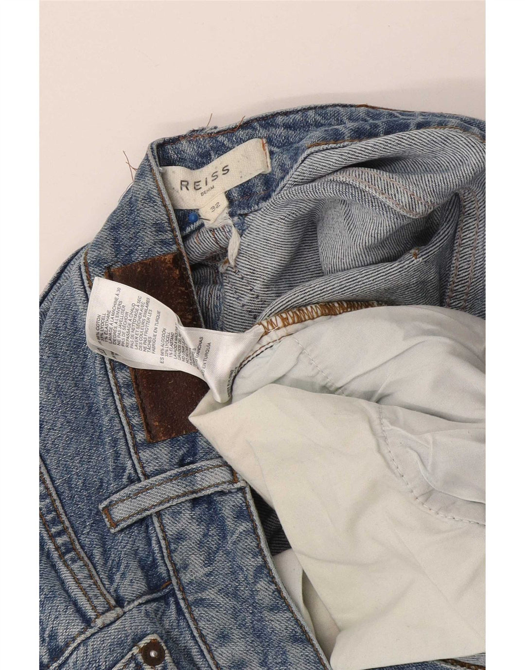 Мужские потертые узкие джинсы Reiss W32 L30, синие, хлопок