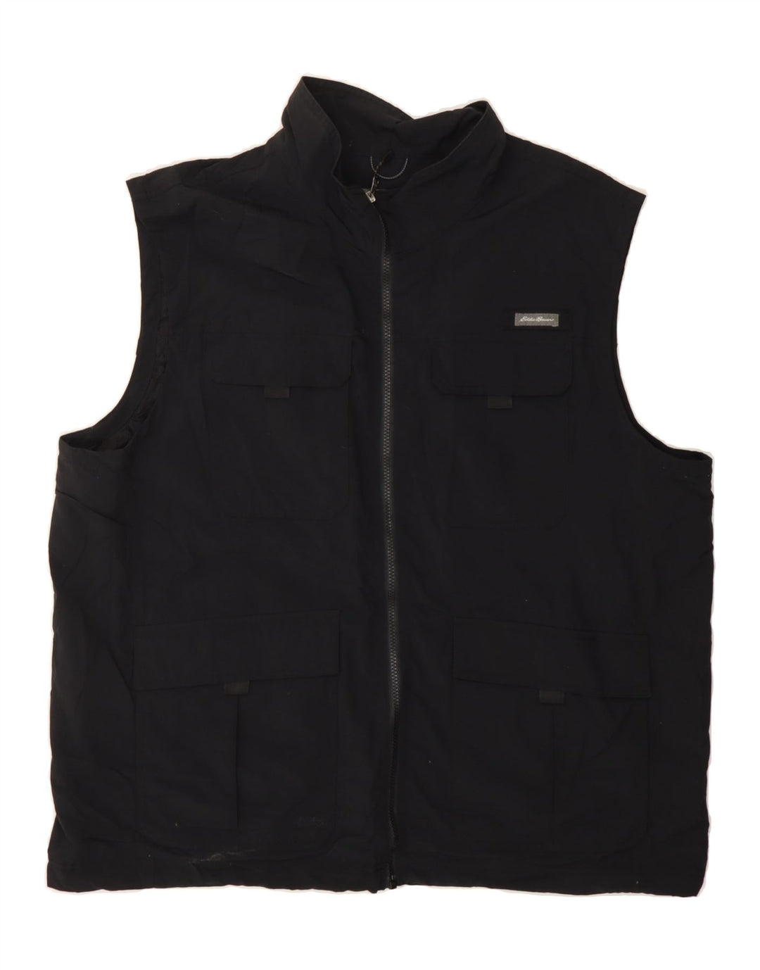 EDDIE BAUER Mens Utility Gilet UK 44 2XL Black Nylon Vintage Eddie Bauer and Second-Hand Eddie Bauer from Messina Hembry 