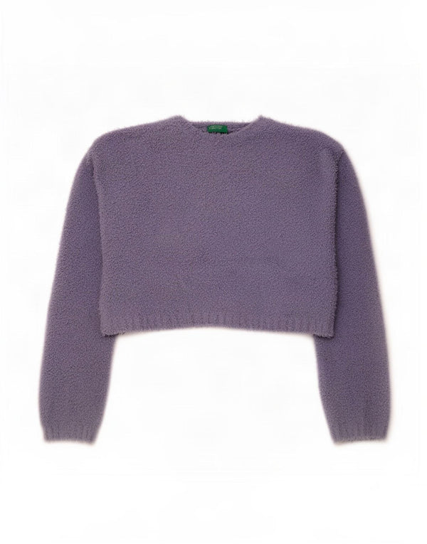 Женский укороченный свитер с вырезом «лодочка» Benetton UK 14, средний фиолетовый