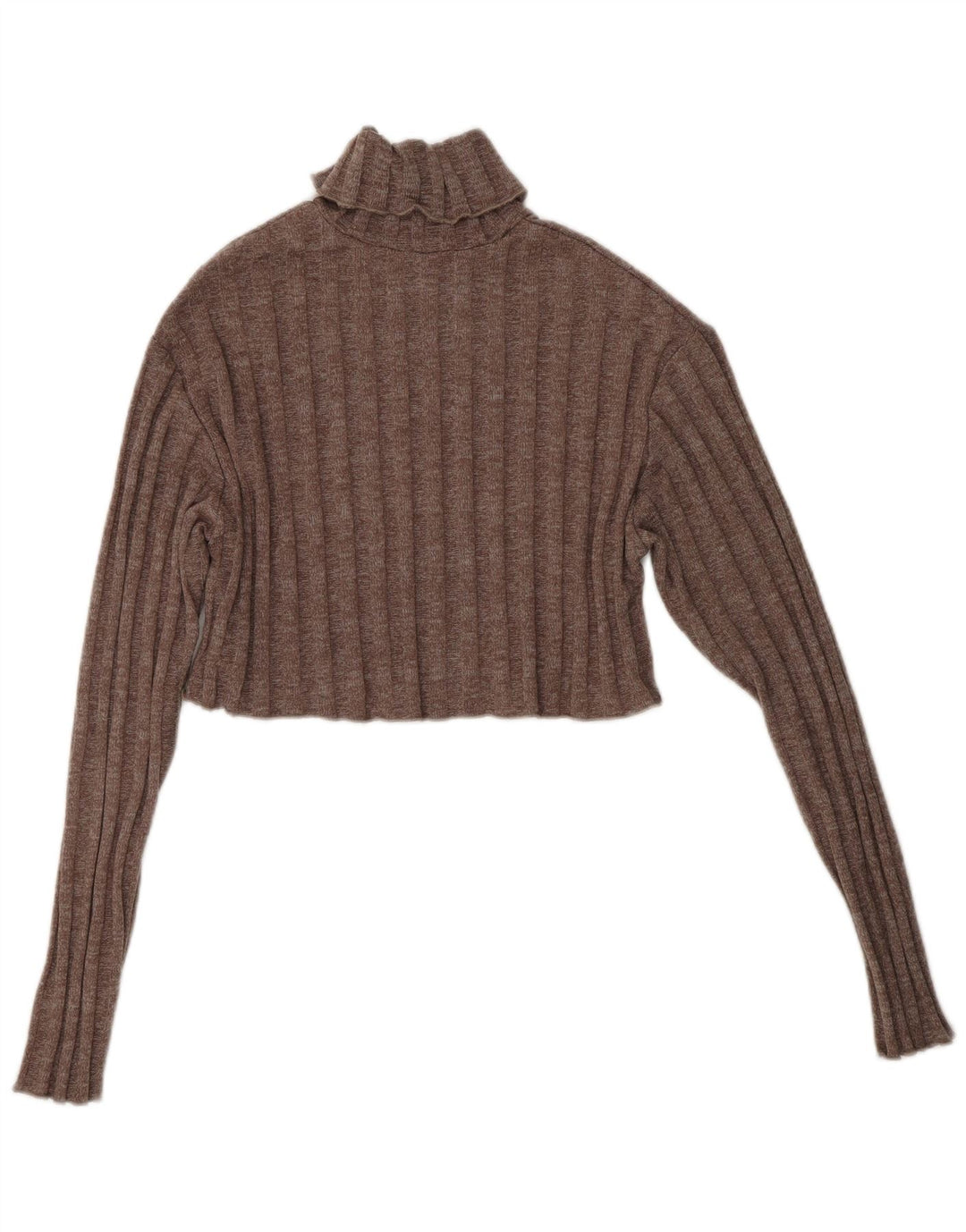 Женский укороченный джемпер с высоким воротником ZARA UK 10, маленький коричневый полиэстер