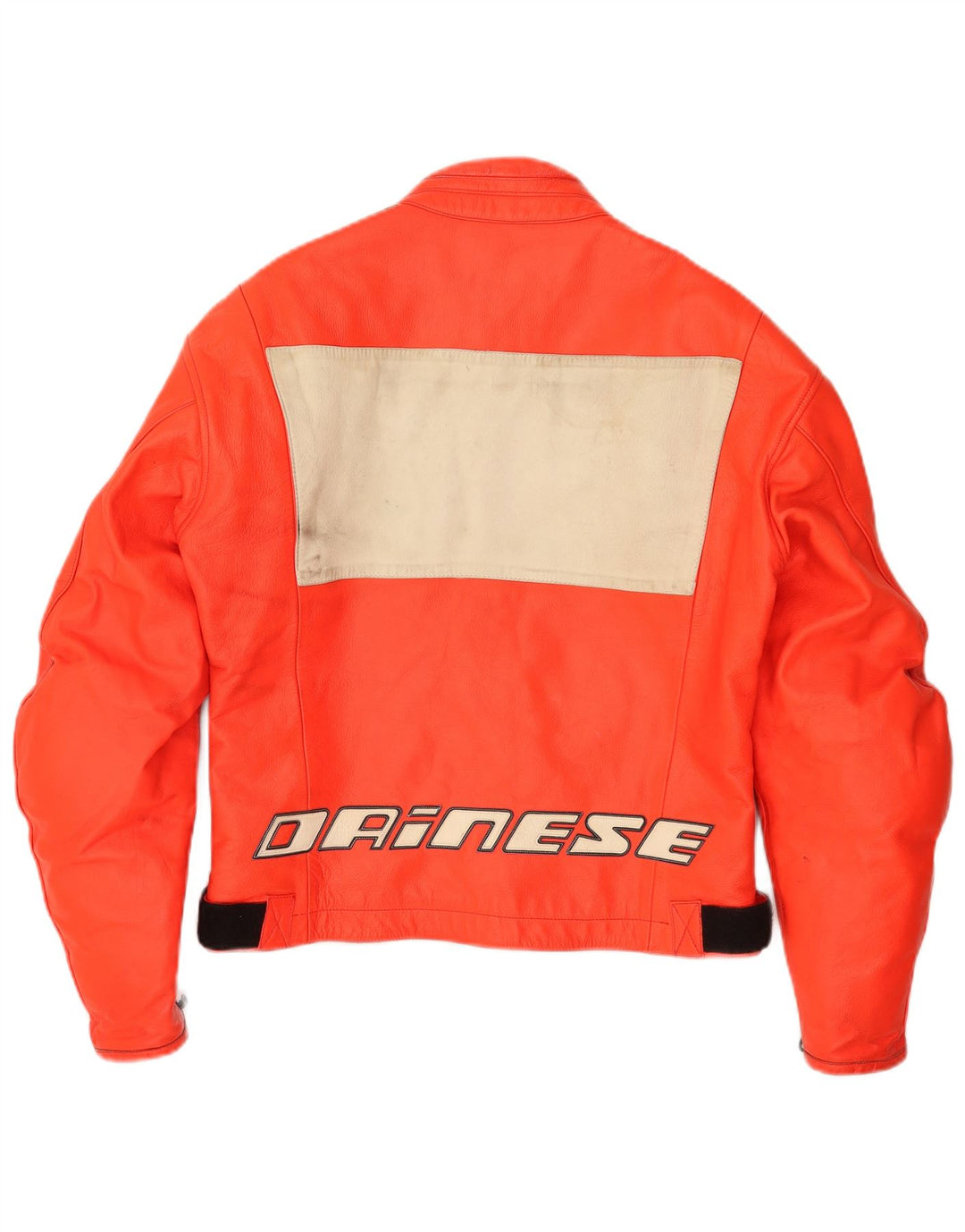 Мужская кожаная куртка-гонщик Dainese IT 50, средний оранжевый цвет с цветными блоками