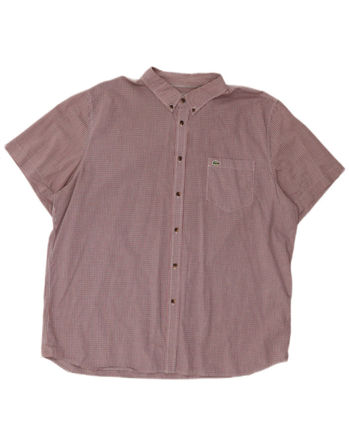 Мужская рубашка стандартного кроя с коротким рукавом Lacoste 2XL, хлопок в красную клетку
