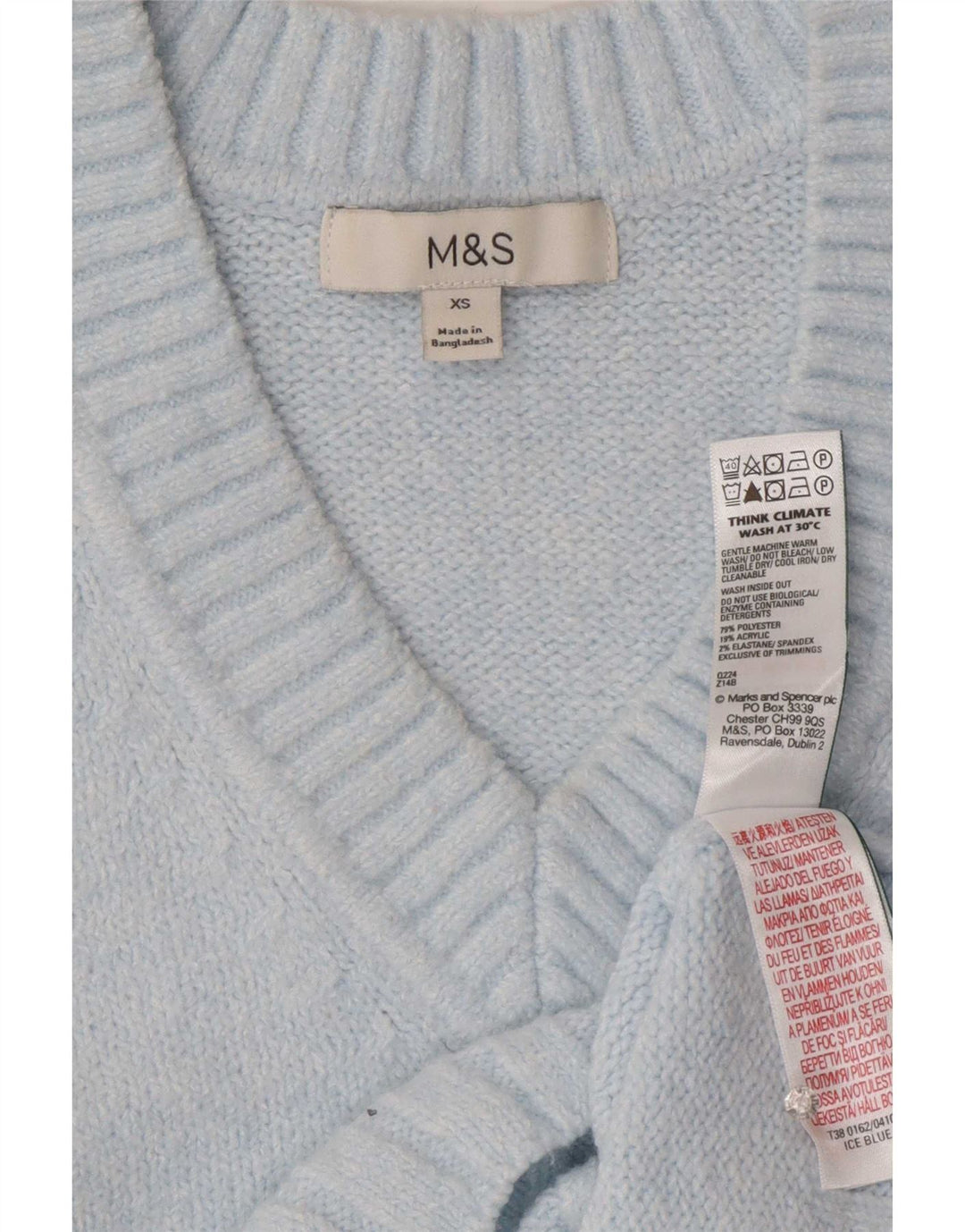 Женский свободный джемпер с v-образным вырезом Marks & Spencer UK 6 XS, синий