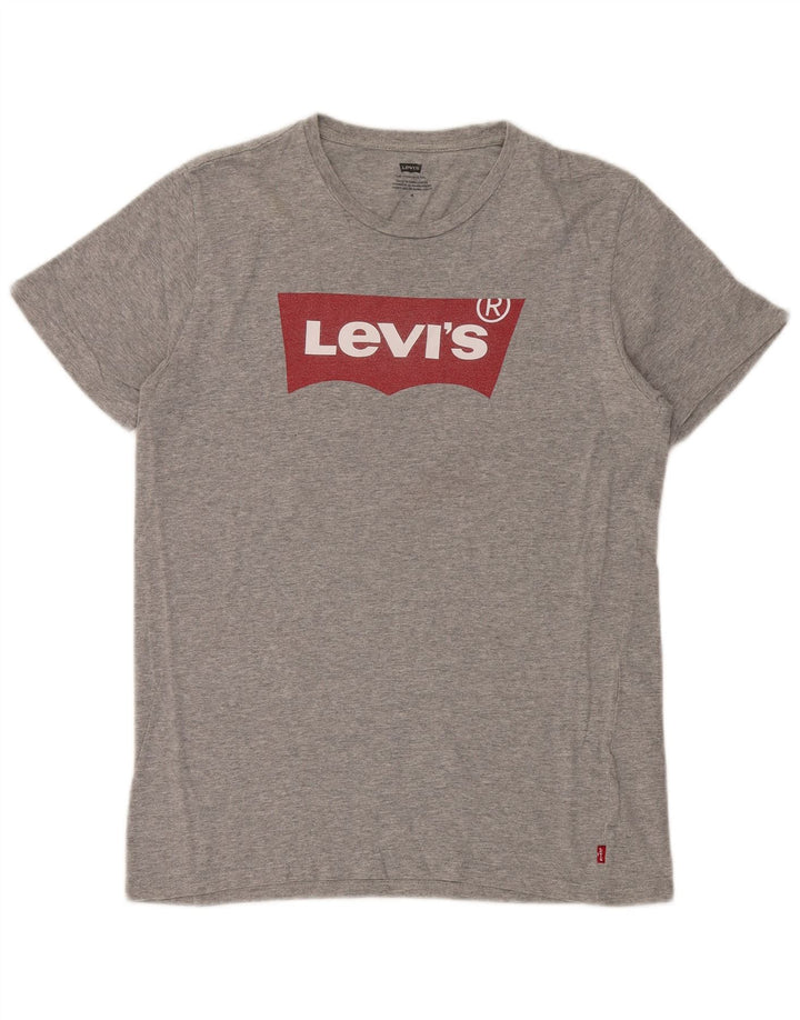 Мужская футболка с рисунком Levi's, хлопковый топ среднего серого цвета