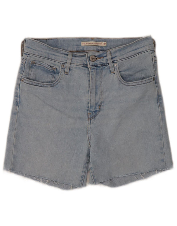 Женские джинсовые шорты Levi's 724 с высокой посадкой W26, маленькие синие, хлопок