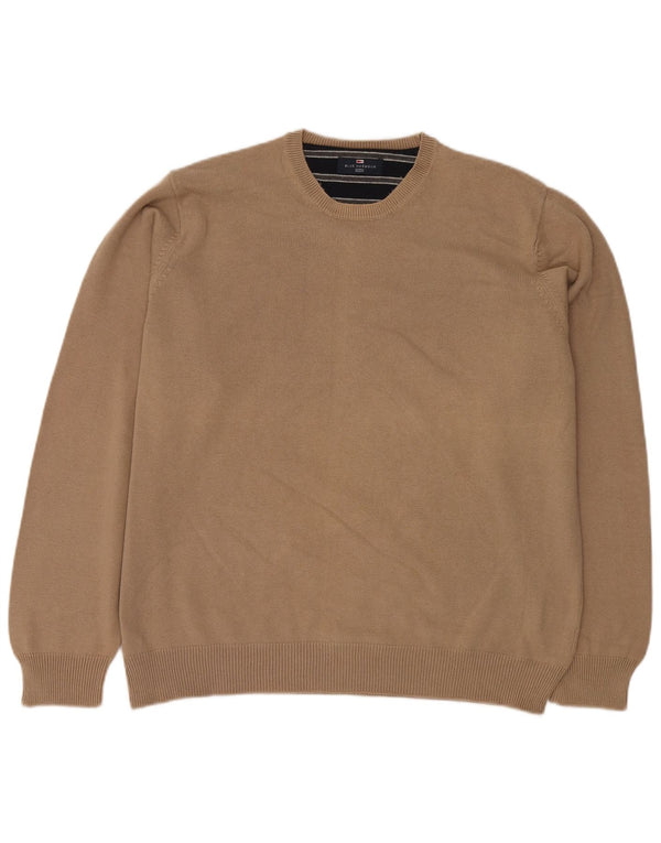 Мужской джемпер с круглым вырезом MARKS & SPENCER, синий, XL, хлопок, бежевый