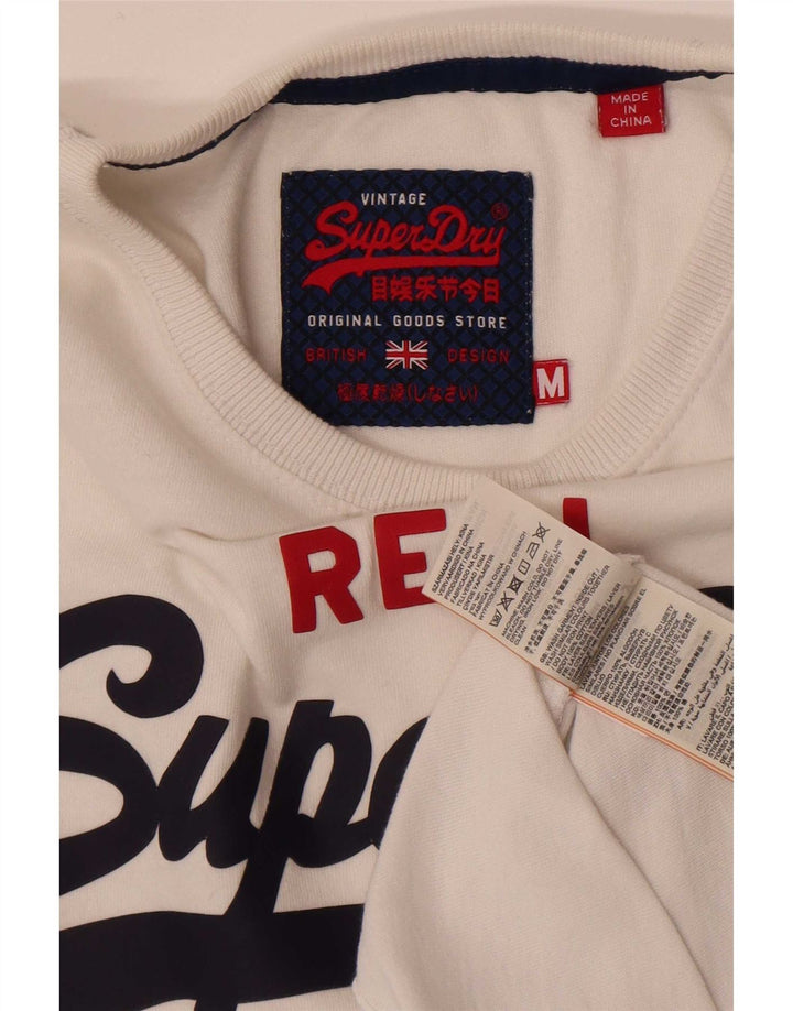 Superdry Мужская футболка с обычным рисунком, топ среднего размера, белый хлопок