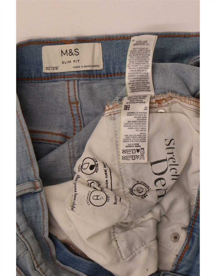 Мужские узкие джинсы Marks & Spencer W32 L29 синие, хлопок