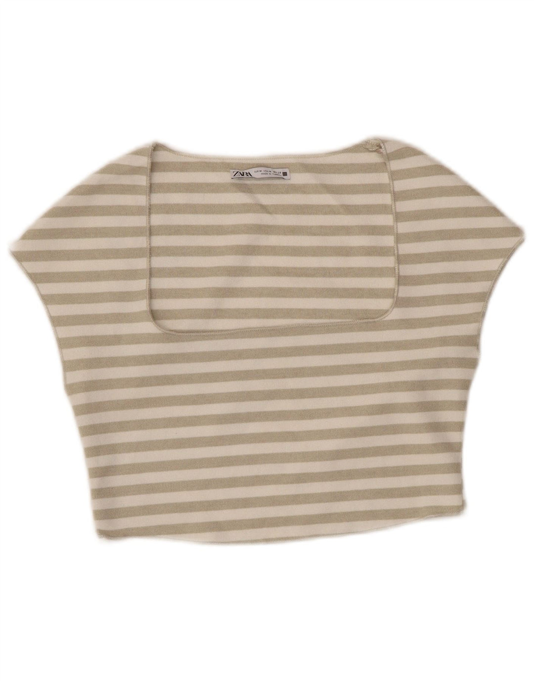 Женский укороченный топ ZARA UK 12, средний цвет в белую полоску