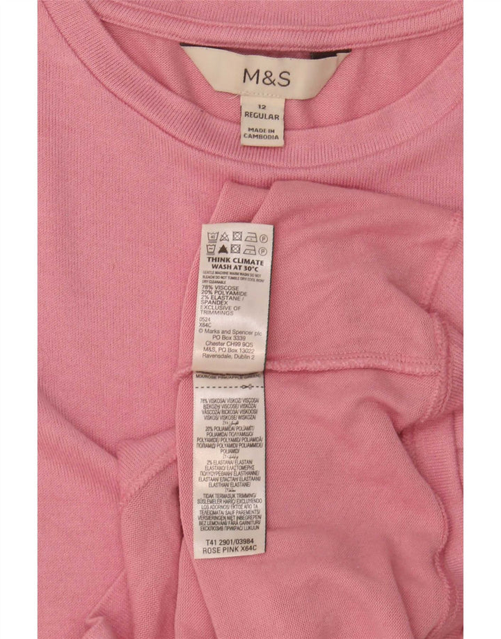 Женский топ Marks & Spencer с длинным рукавом UK 12, вискоза среднего розового цвета