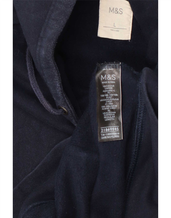 Мужской свитер с капюшоном на молнии Marks & Spencer, большой темно-синий, хлопок