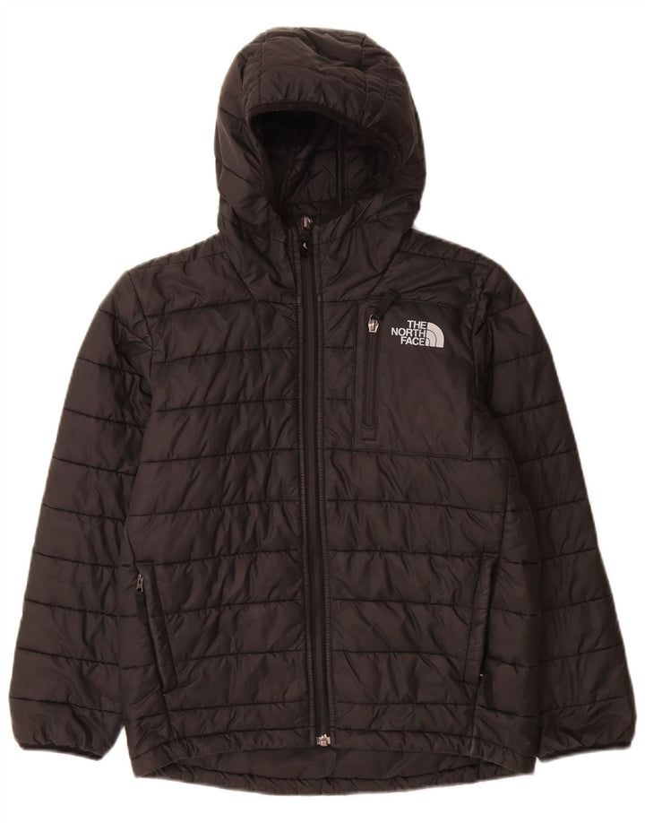 Стеганая куртка с капюшоном The North Face для мальчиков 9–10 лет, средний черный полиэстер