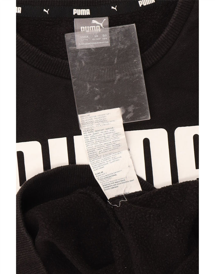 Толстовка с рисунком PUMA для мальчиков, 13–14 лет, черный хлопок