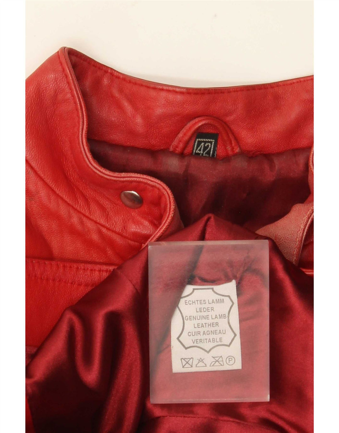 VINTAGE Женская укороченная кожаная куртка-борцовка IT 42 Medium Red Leather