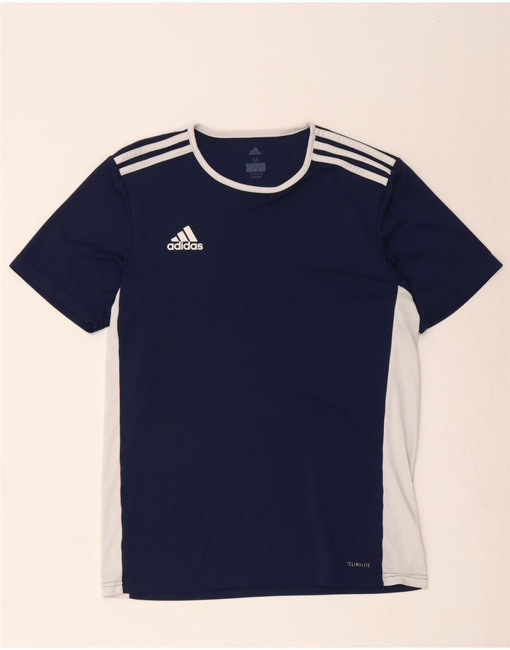 Мужская футболка Adidas Climalite, верх среднего цвета, темно-синий, полиэстер с цветными блоками