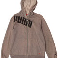 Мужской свитер с капюшоном и молнией с графическим рисунком Puma, хлопковый средний серый цвет