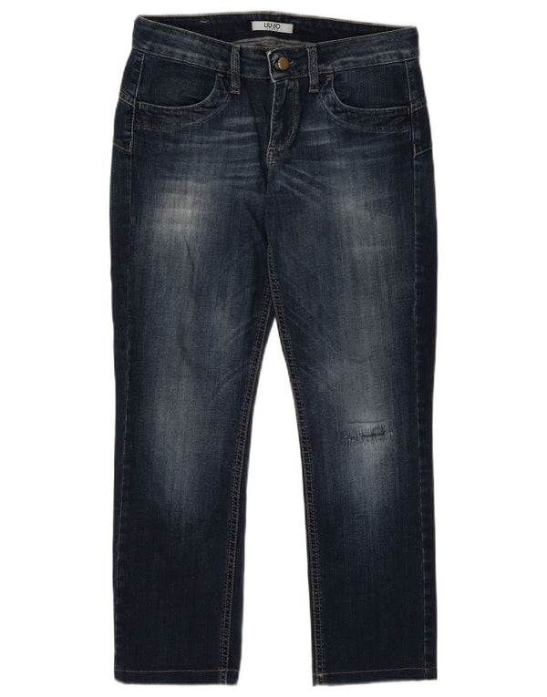 Liu Jo Женские прямые джинсы с потертостями UK 14 Medium W30 L26 Синий хлопок
