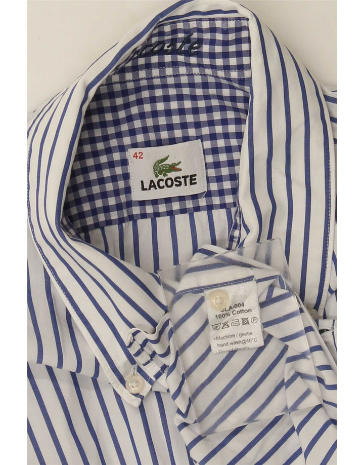 Мужская рубашка Lacoste, размер 42, большая белая хлопковая полоска