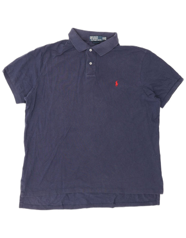 Мужская рубашка-поло на заказ Polo Ralph Lauren 2XL темно-синяя, хлопок
