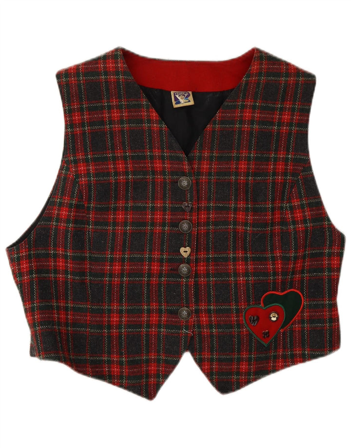 Женский укороченный жилет C&A UK 16, большой красный полиэстер в клетку