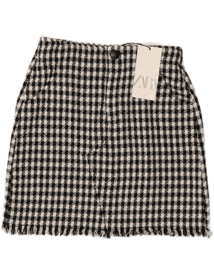 Женская мини-юбка Zara Small W26, черный хлопок в клетку