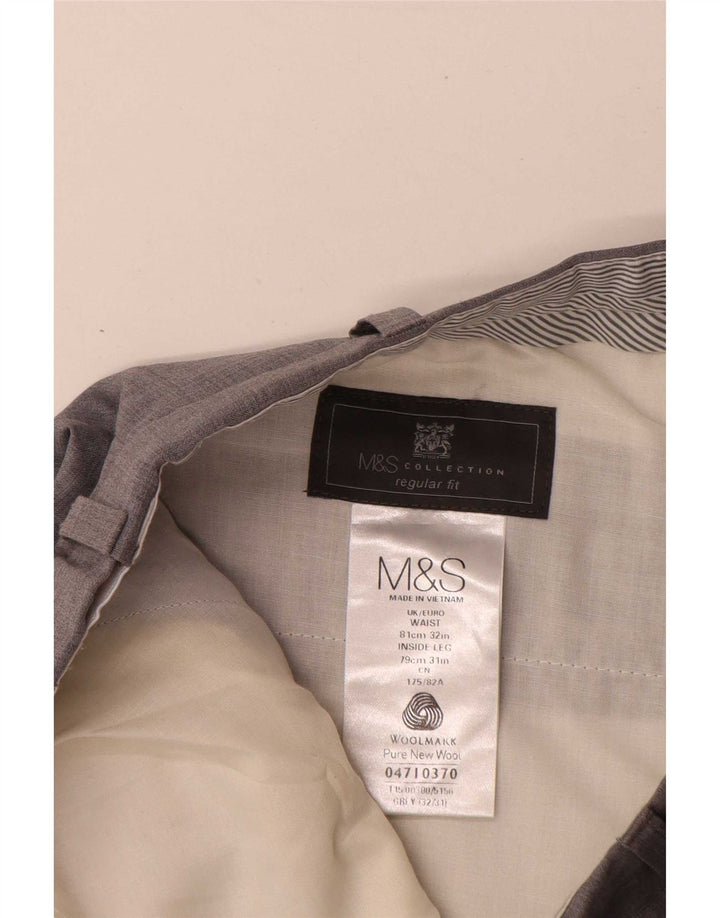 Мужские костюмные брюки классического кроя Marks & Spencer W32 L31 серые шерстяные