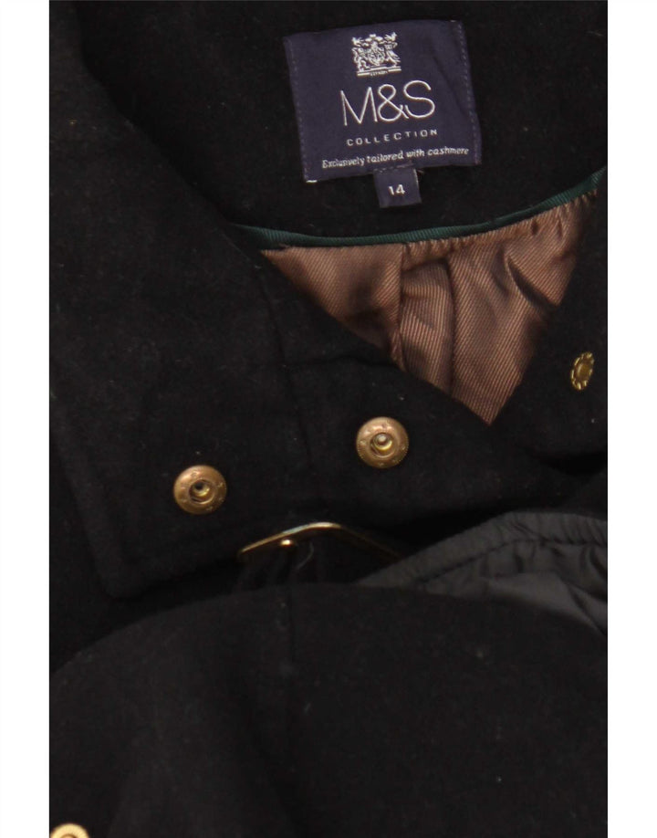 Женское пальто Marks & Spencer UK 14, средний черный, шерстяное