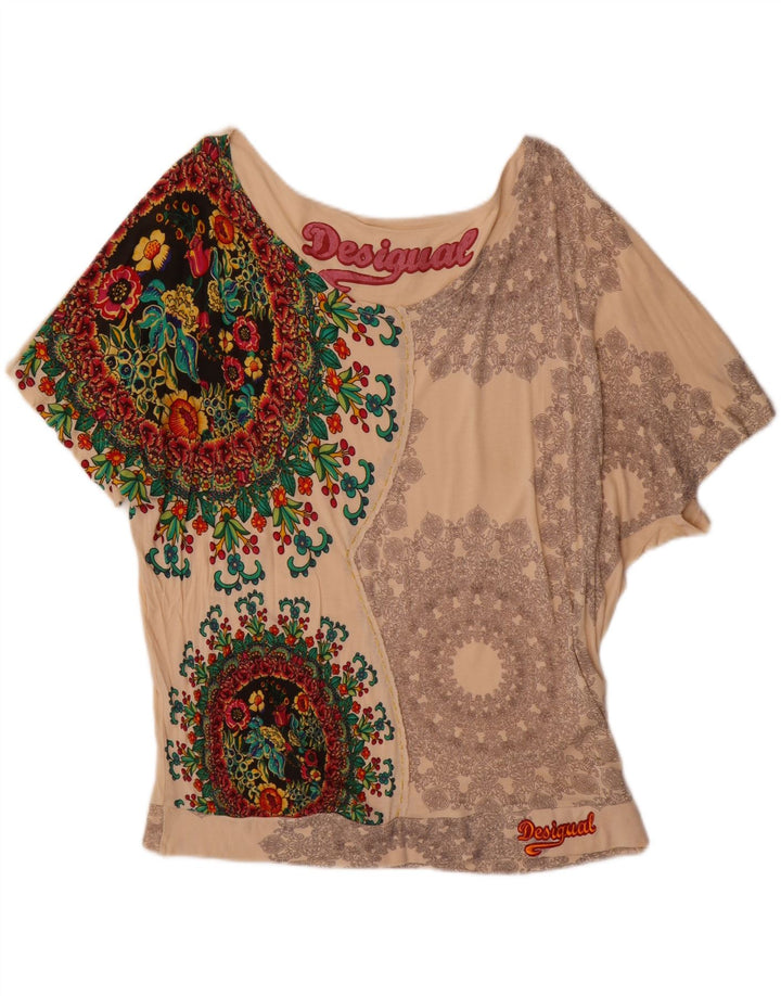 Женская блузка с крыльями летучей мыши Desigual, Великобритания 12, средний цвет, белый цветочный принт